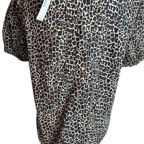 J. CREW Leopard Print Poplin Short Puff Sleeve Crisp Animal Cheetah Size Large - Picture 9 of 17